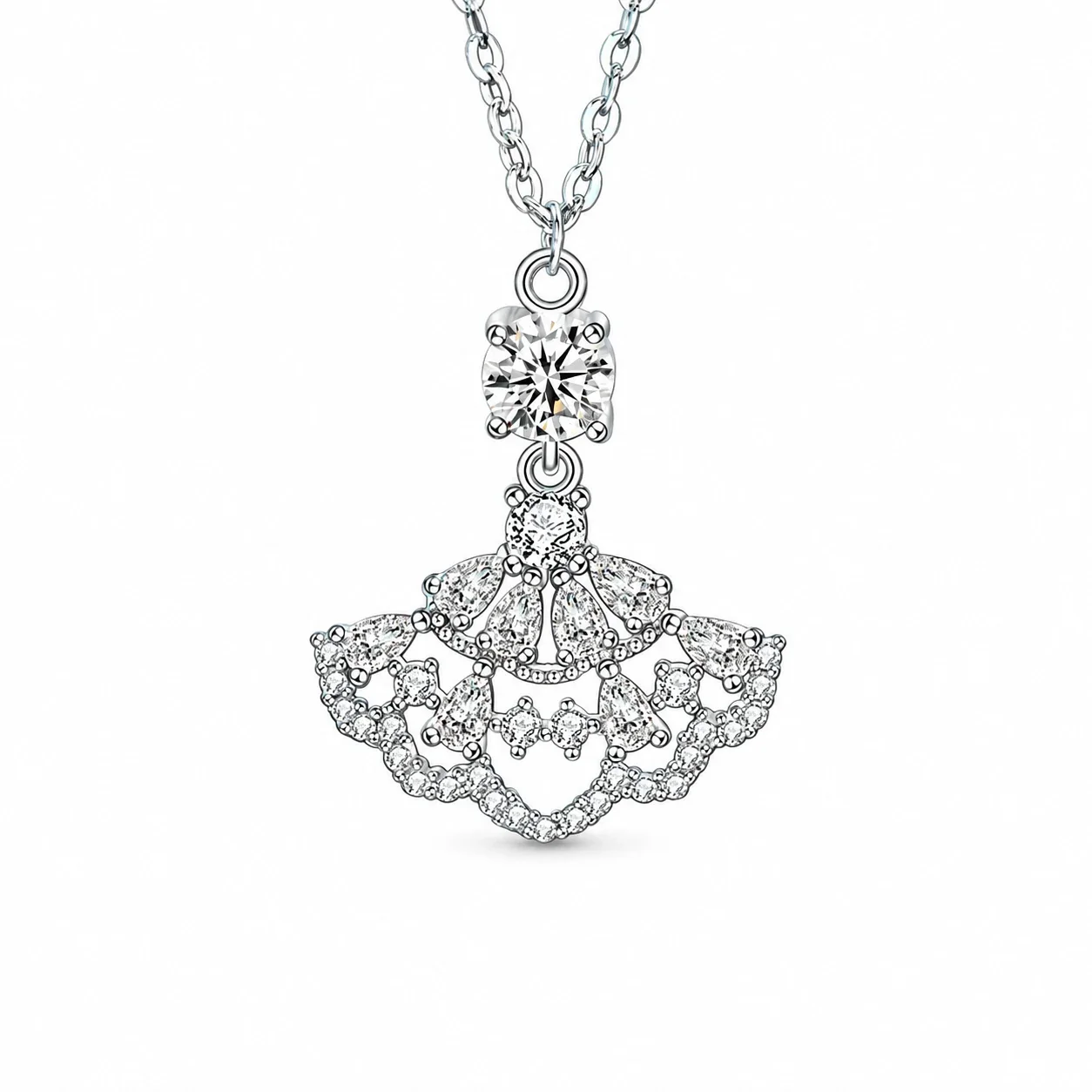 Ornate 925 sterling silver Marquise Moissanite Dress Necklace
