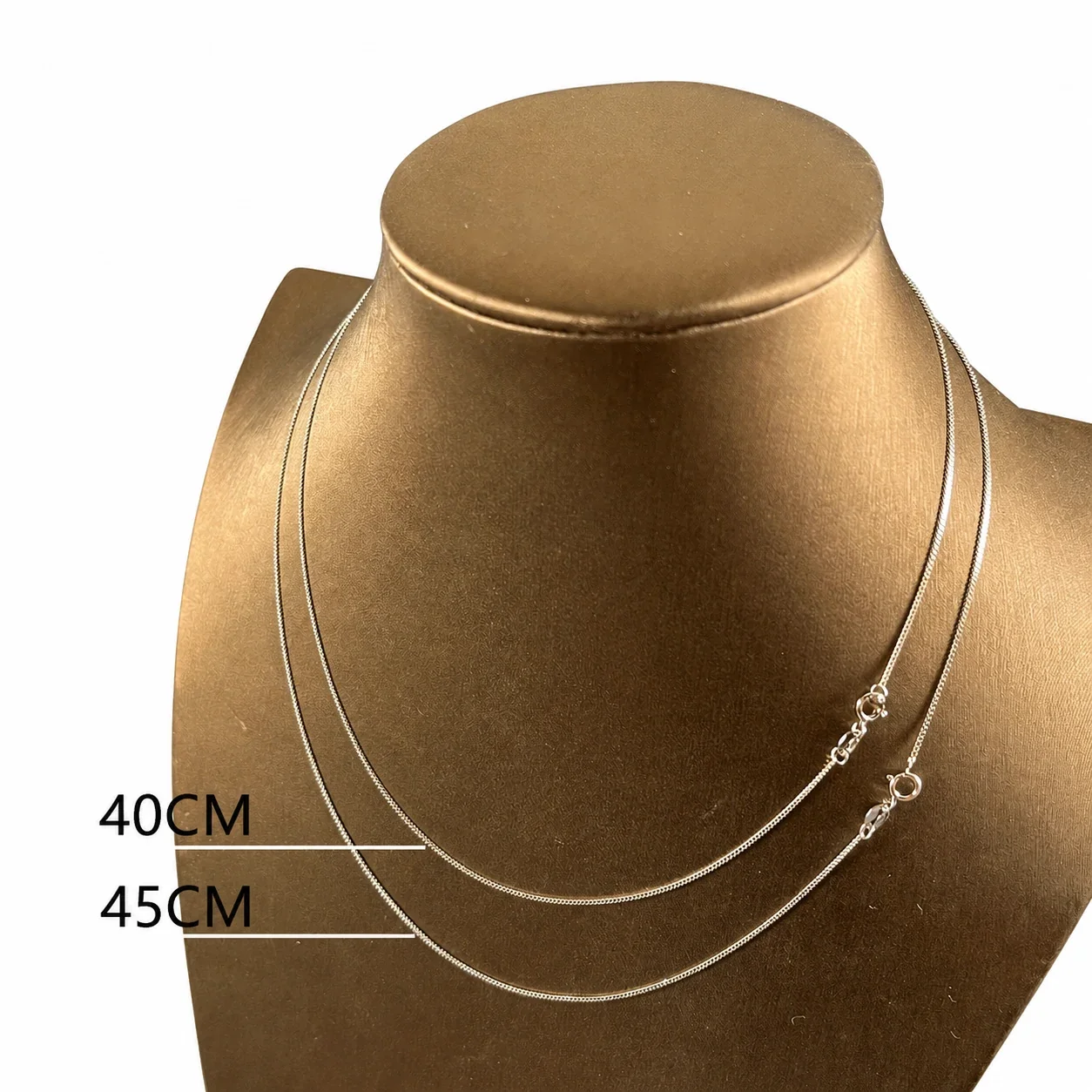 Faceted 925 Sterling Silver Slim Curb Spring-Clasp Chain Necklace - Silver 1.0 mm 40 cm