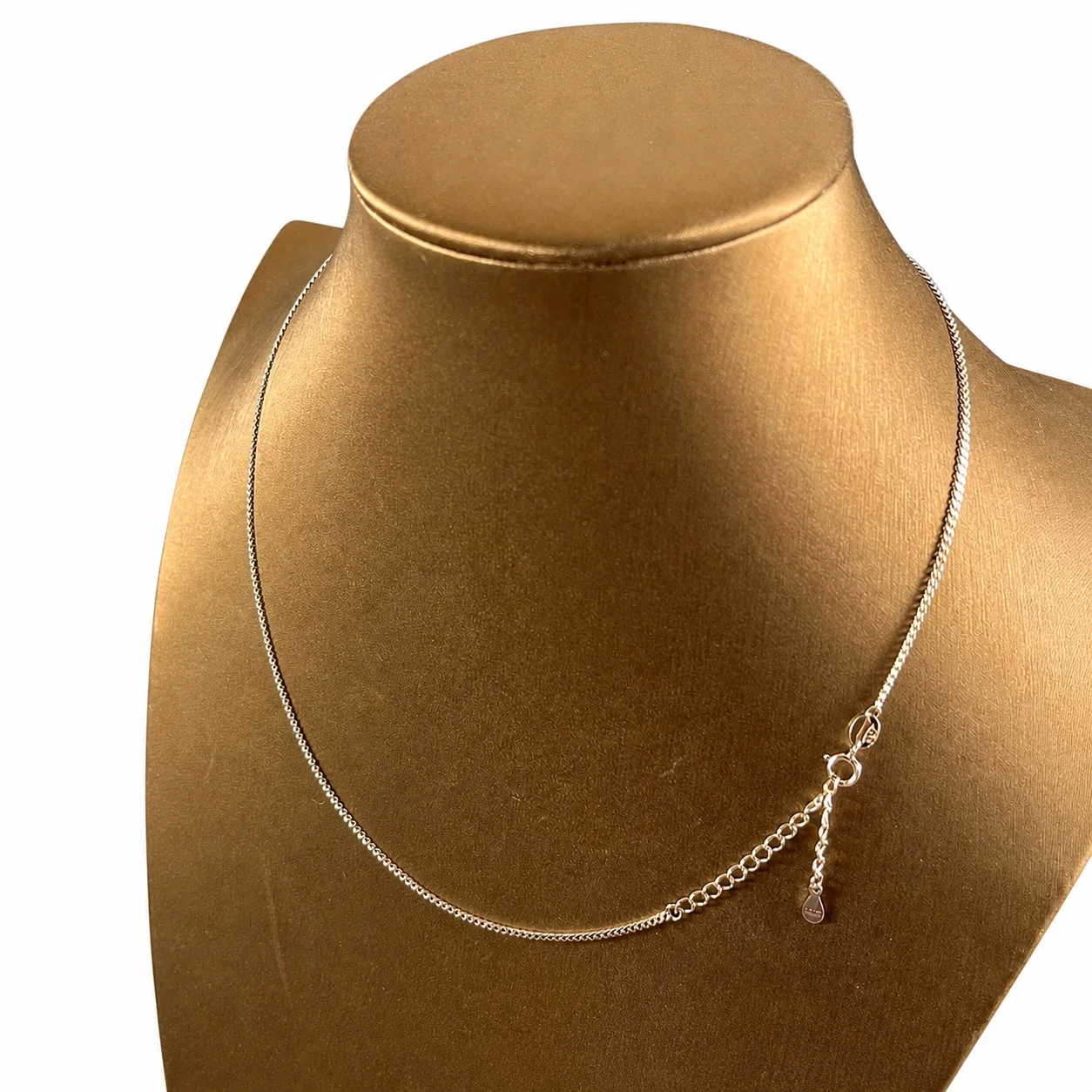 Faceted 925 Sterling Silver Slim Curb Spring-Clasp Chain Necklace - Silver 1.4 mm 40+5 cm