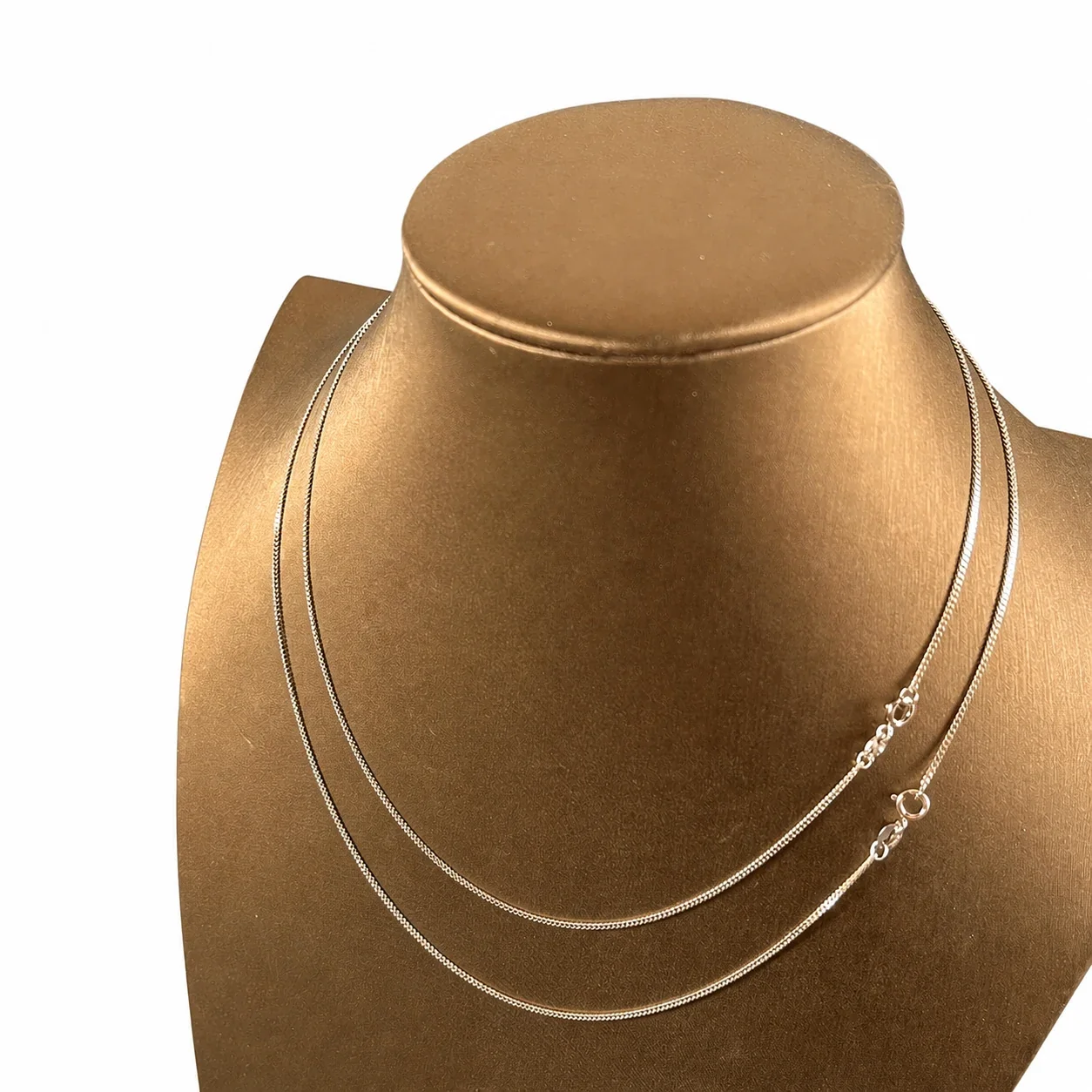 Faceted 925 Sterling Silver Slim Curb Spring-Clasp Chain Necklace - Silver 1.2 mm 40 cm