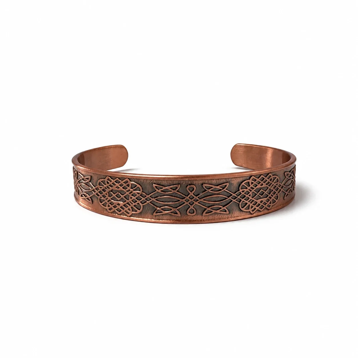 Antique Copper Celtic Knot Wide Open Cuff Bangle