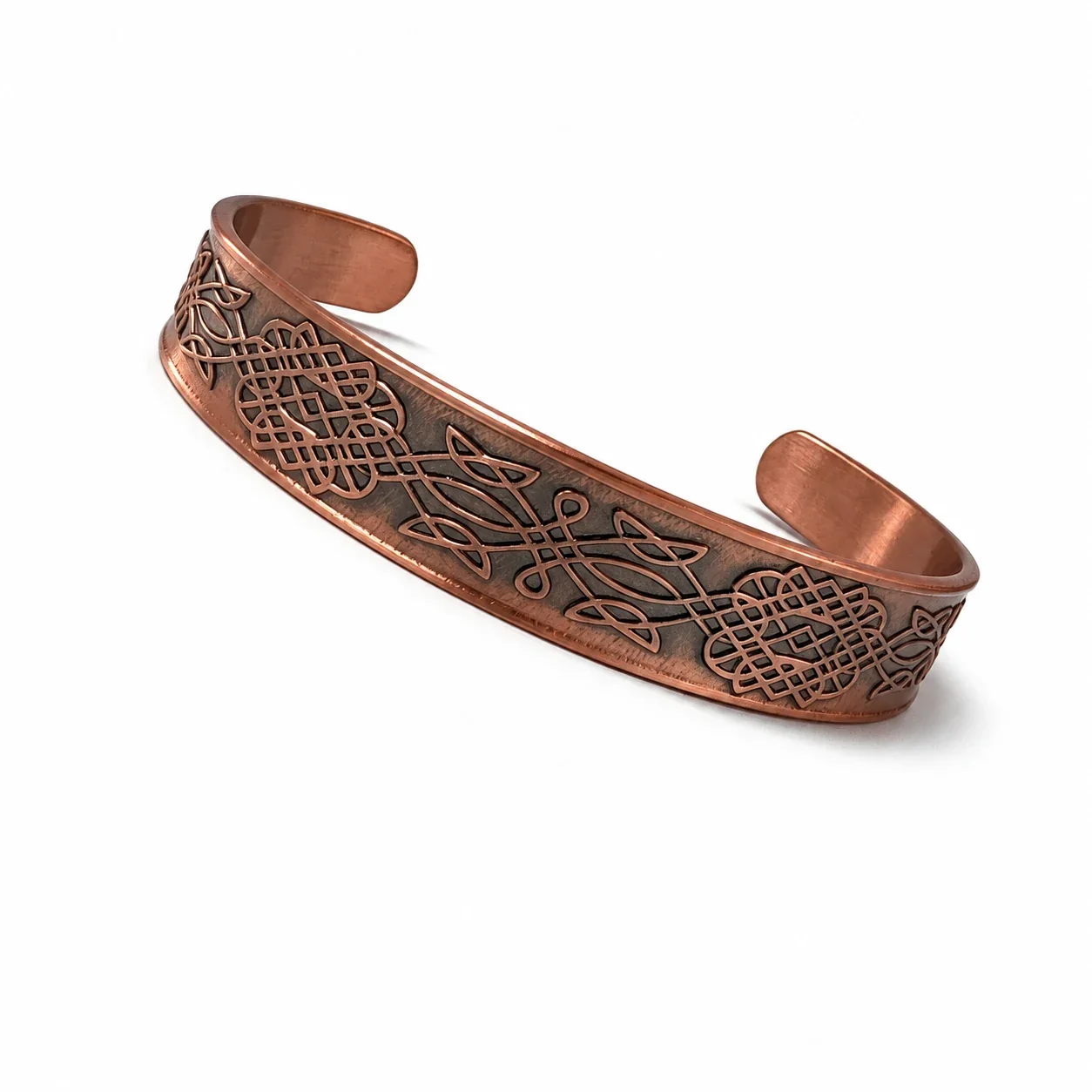 Antique Copper Celtic Knot Wide Open Cuff Bangle - Copper