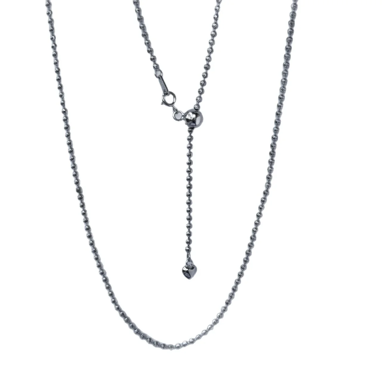 Adjustable 925 Sterling Silver Ball Chain Heart Drop Necklace