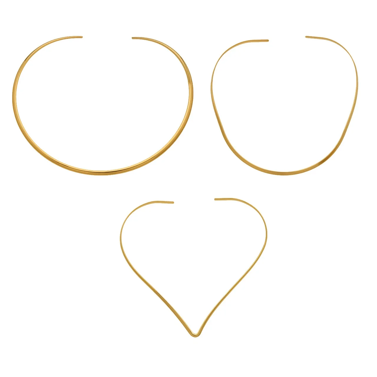 Sculptural Gold-Plated Open-Front Geometric Collar Necklace