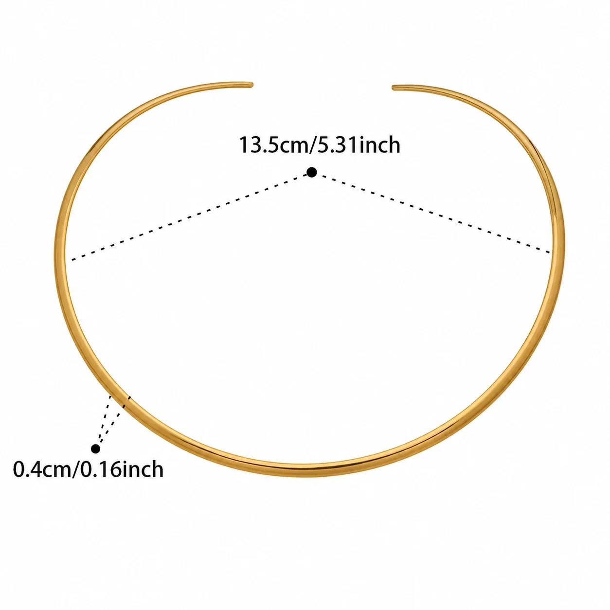 Sculptural Gold-Plated Open-Front Geometric Collar Necklace - Gold Round Collar