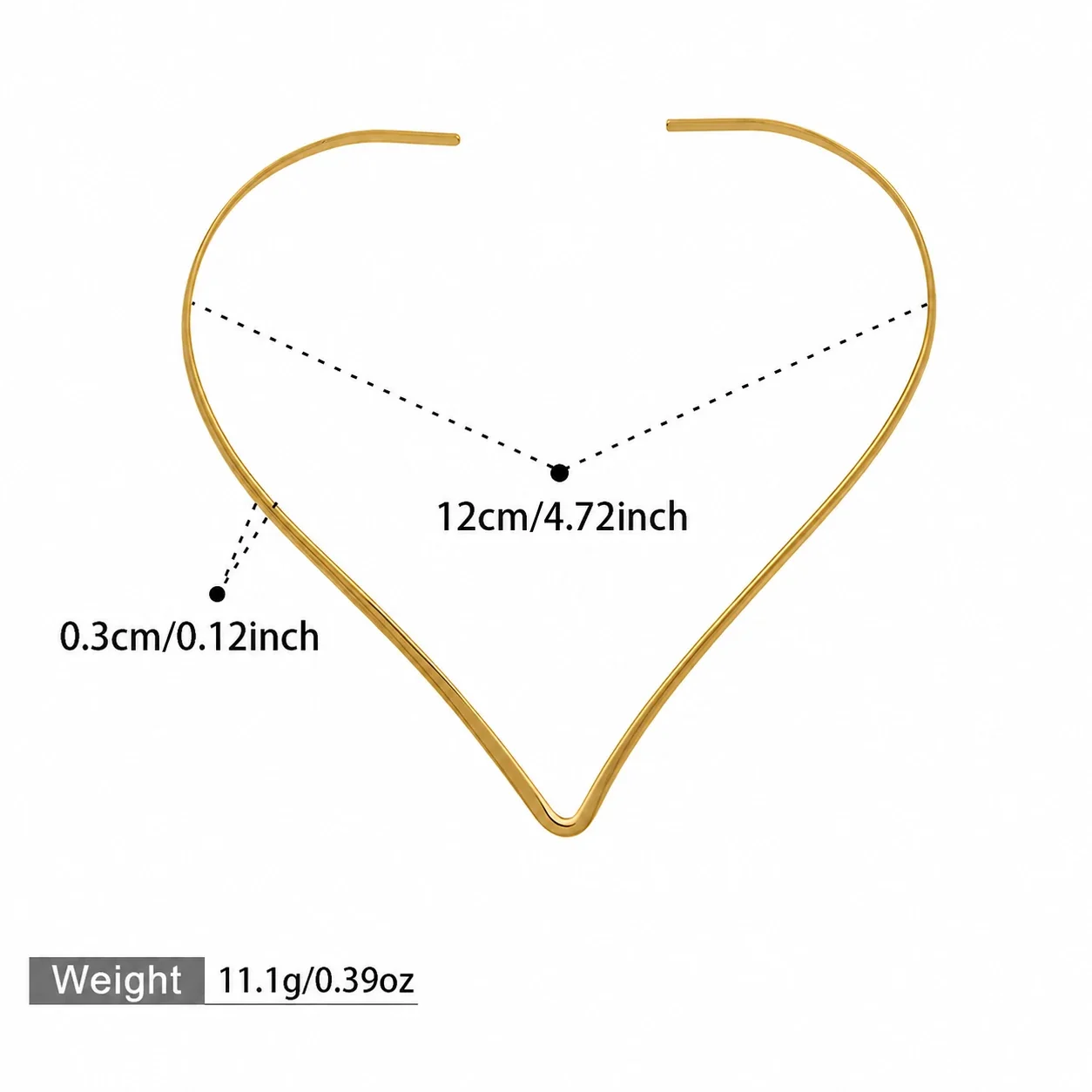 Sculptural Gold-Plated Open-Front Geometric Collar Necklace - Gold Heart Collar