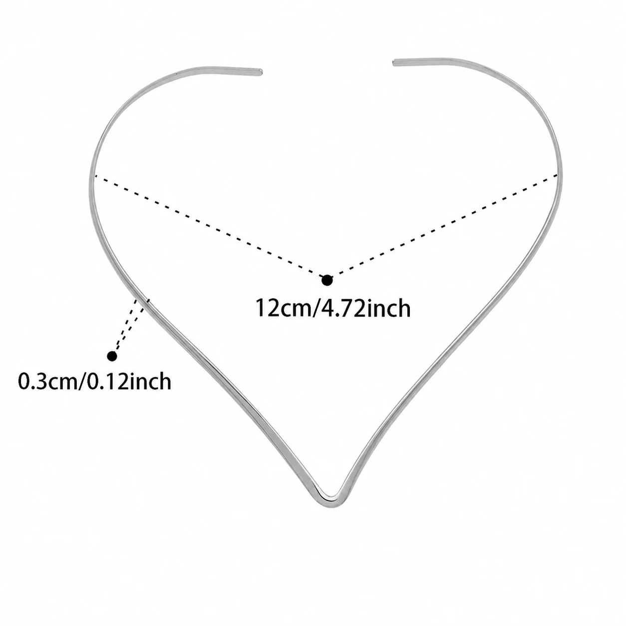 Sculptural Gold-Plated Open-Front Geometric Collar Necklace - Silver Heart Collar