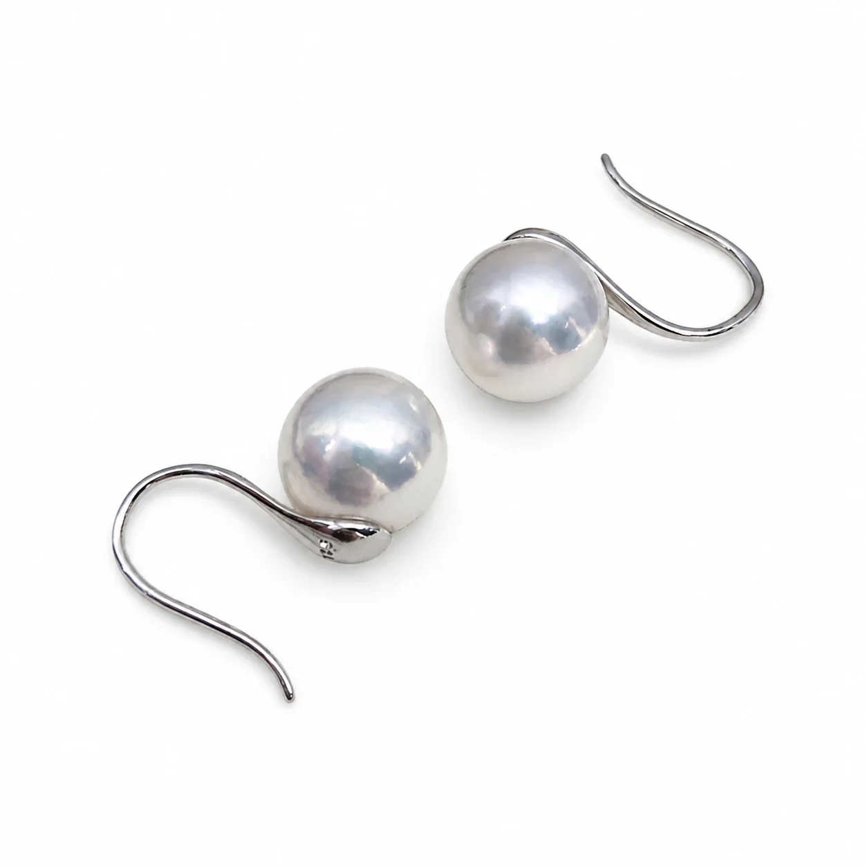 Lustrous Round Freshwater Pearl Hook Drop Earrings