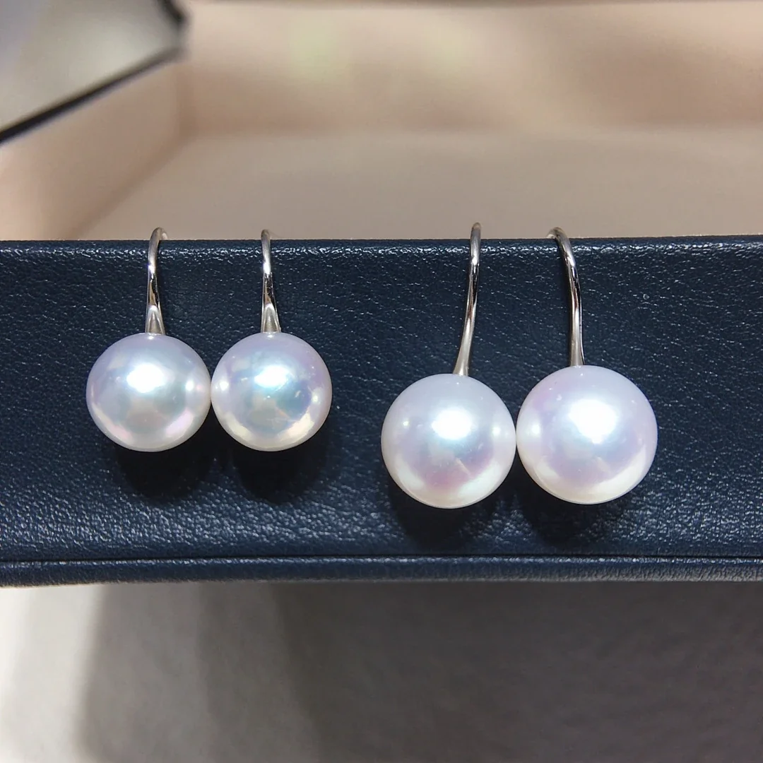 Lustrous Round Freshwater Pearl Hook Drop Earrings