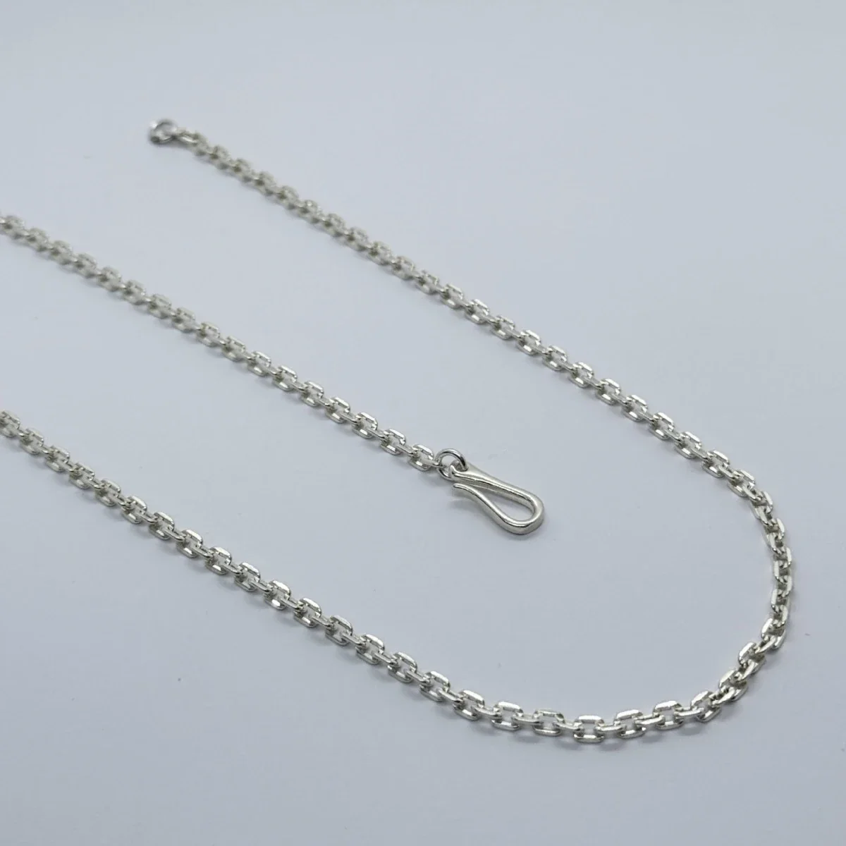 Polished 925 Sterling Silver Slim Angular-Link Chain Necklace