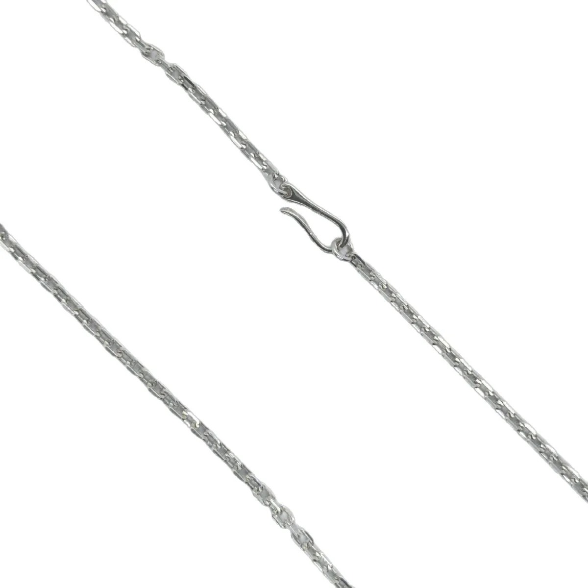 Polished 925 Sterling Silver Slim Angular-Link Chain Necklace