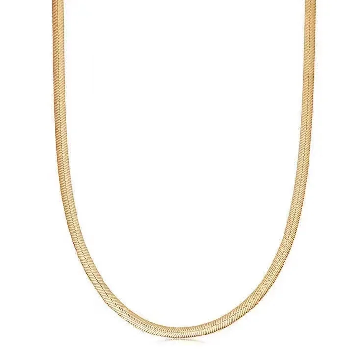 Sleek 925 Sterling Silver Flat Herringbone Chain Necklace