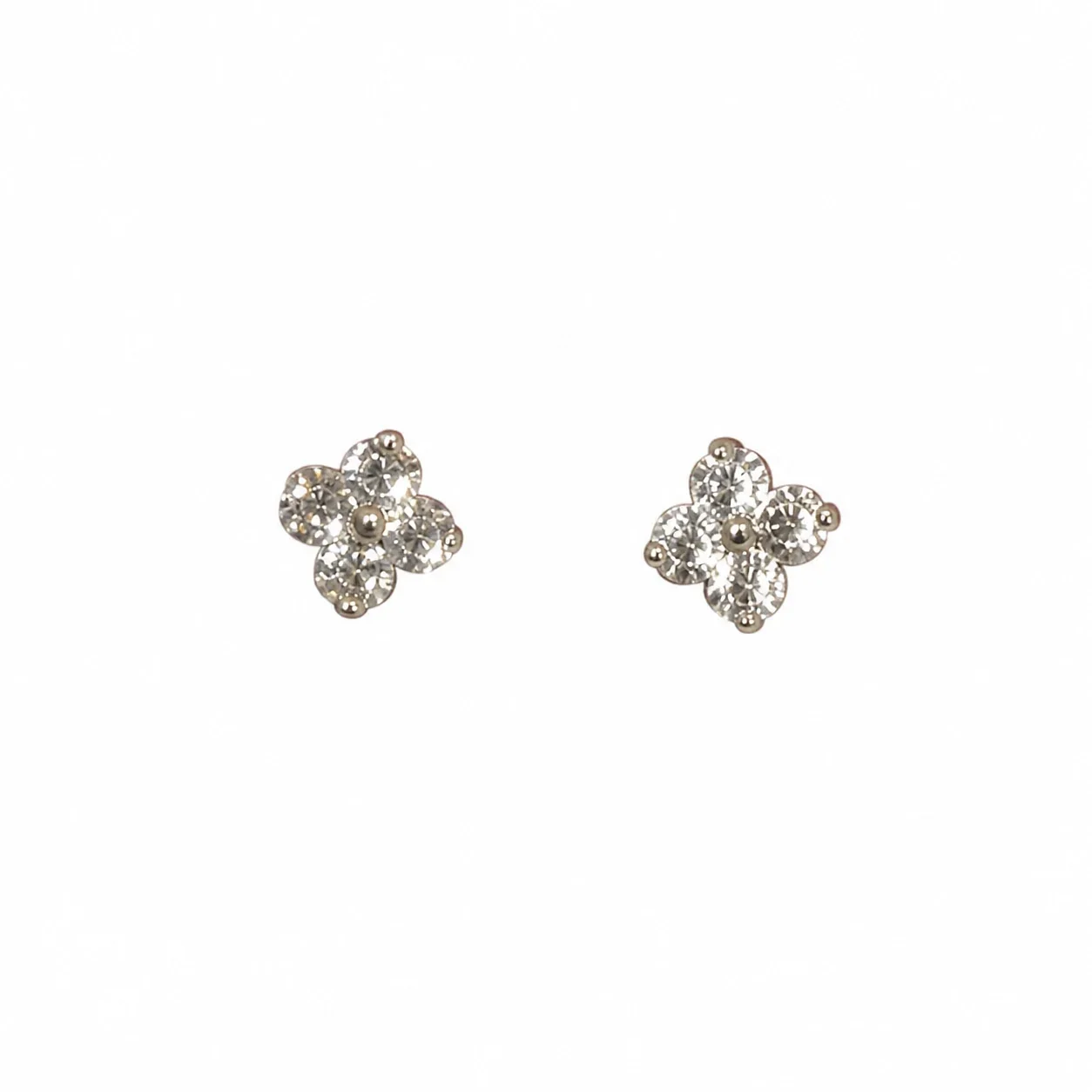 Dainty Round CZ Flower Heart Copper Mini Stud Earrings