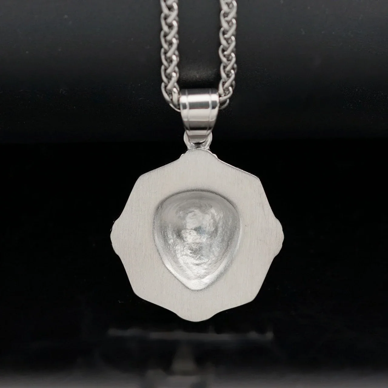 Octagonal Lion Medallion Stainless Steel Crystal Necklace