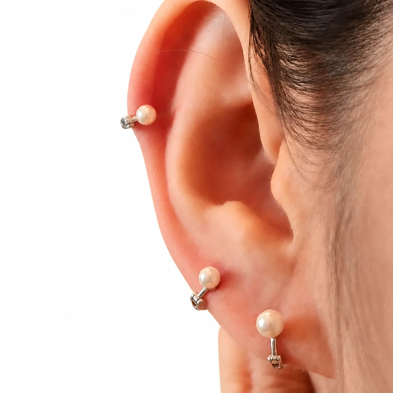 Petite Mini Hoop Pearl Drop Huggie Earrings