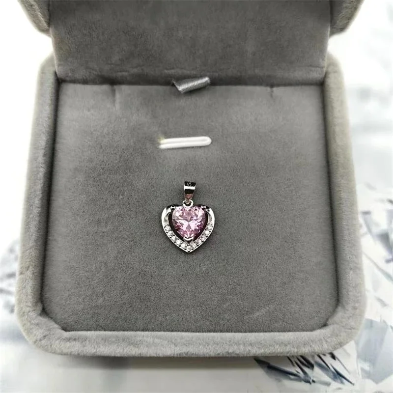 Radiant 925 Sterling Silver Prong-Set Heart Pave Pendant