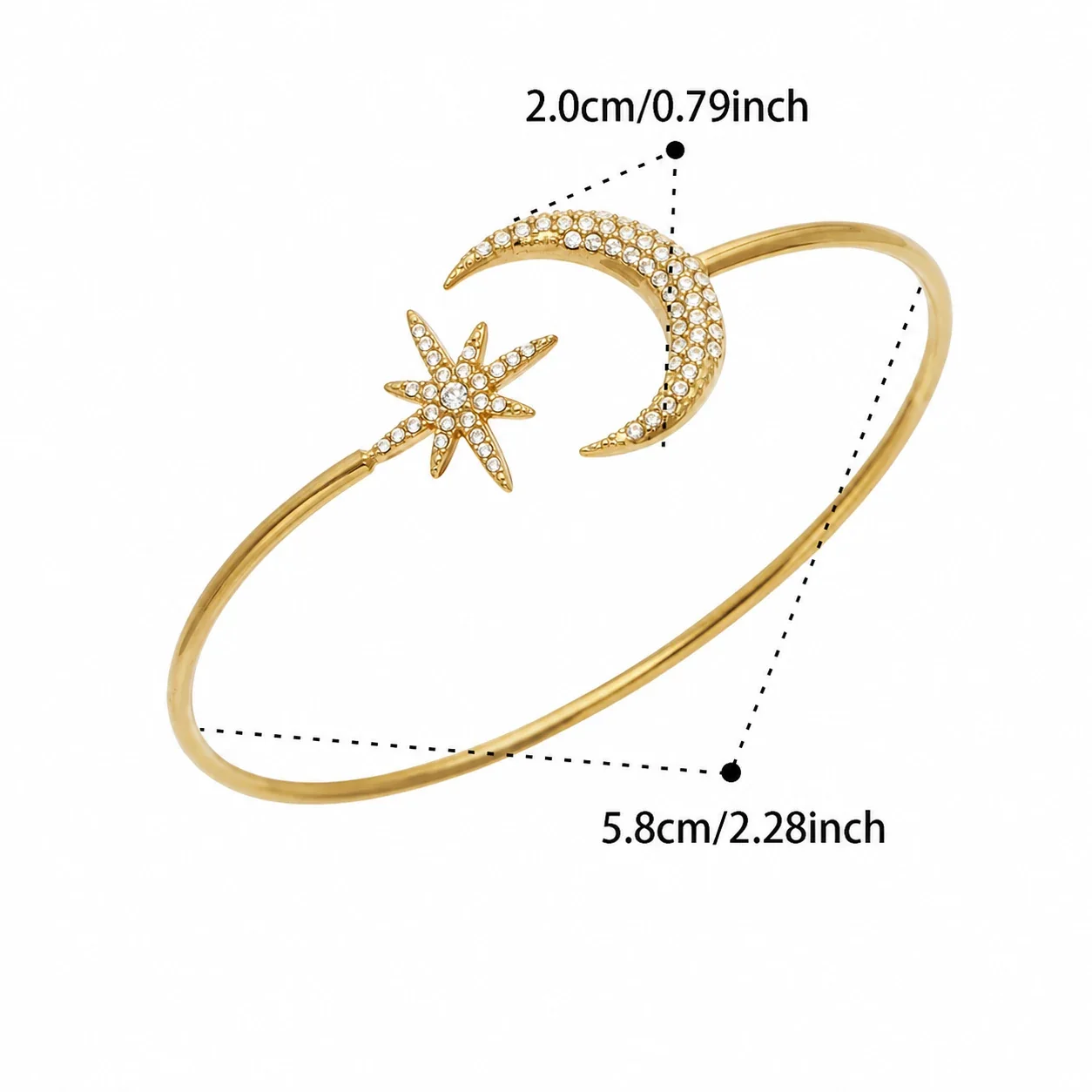 Celestial 18K Gold-Plated Pavé Crescent Star Jewelry Set - Gold Star Moon Open
