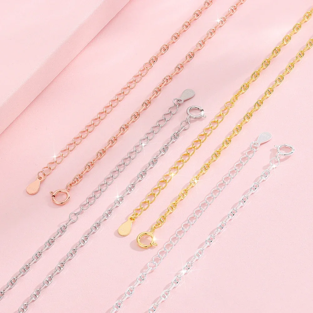 Faceted 925 Sterling Silver Figure-Eight Link Chain Necklace
