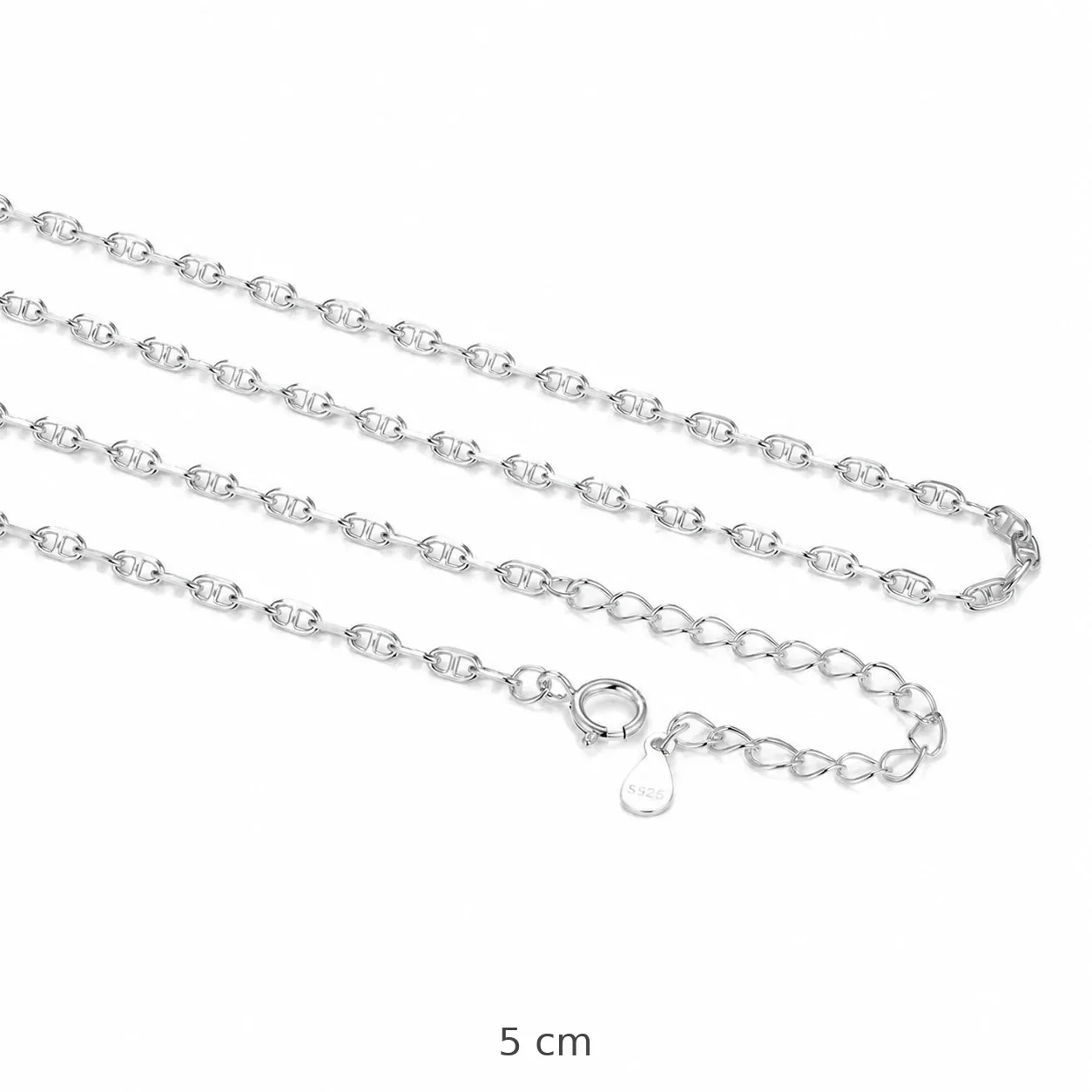 Faceted 925 Sterling Silver Figure-Eight Link Chain Necklace - Silver