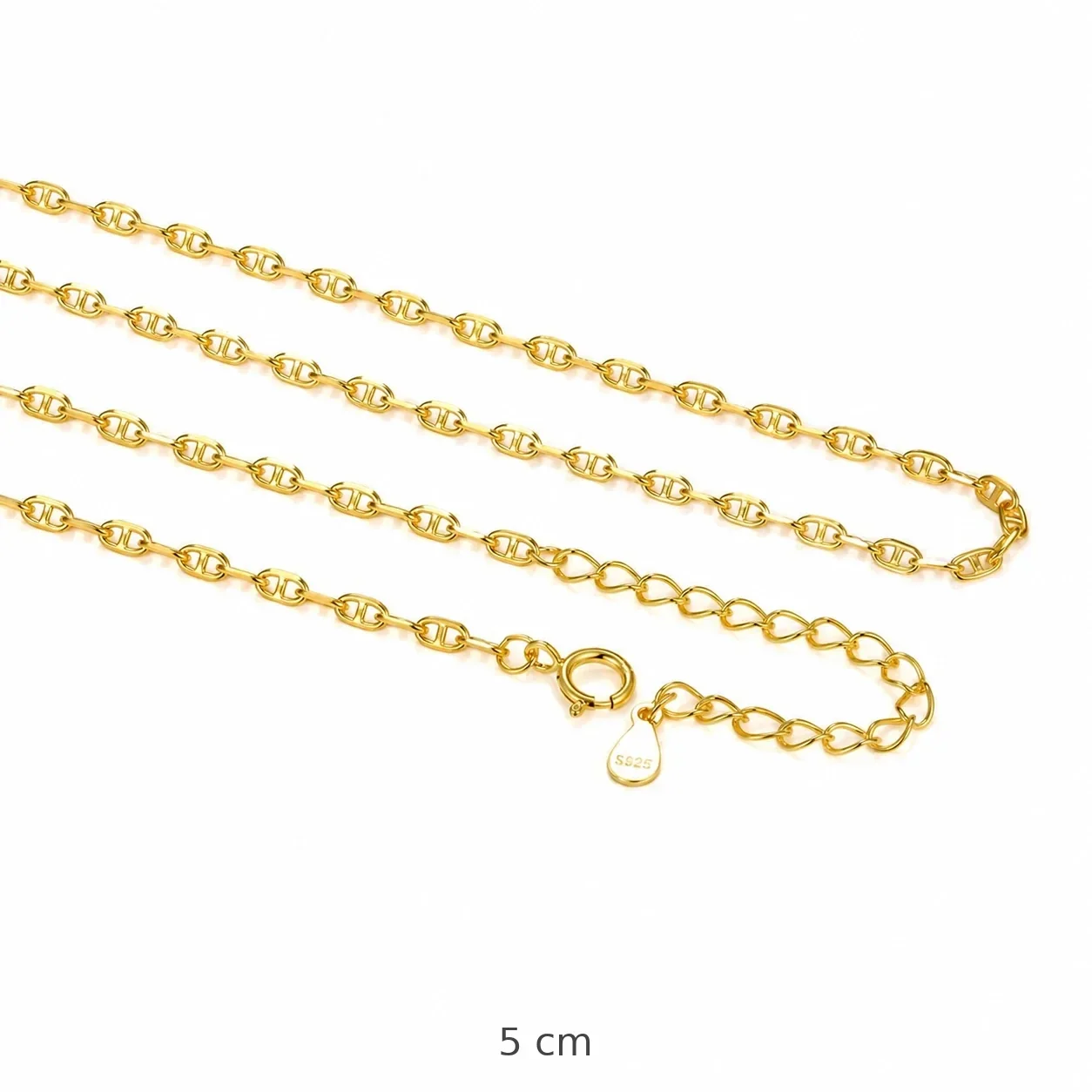 Faceted 925 Sterling Silver Figure-Eight Link Chain Necklace - Gold