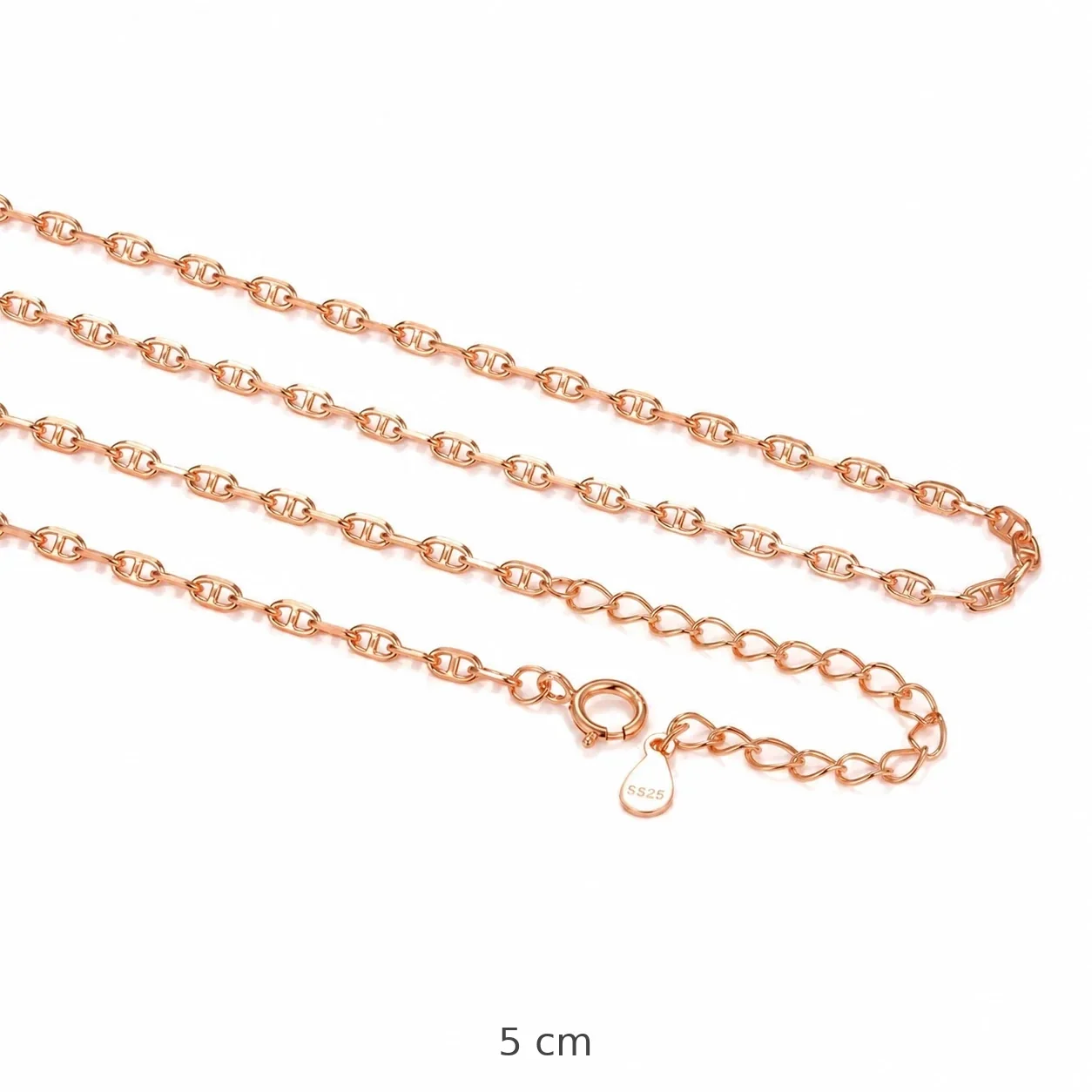 Faceted 925 Sterling Silver Figure-Eight Link Chain Necklace - Rose Gold