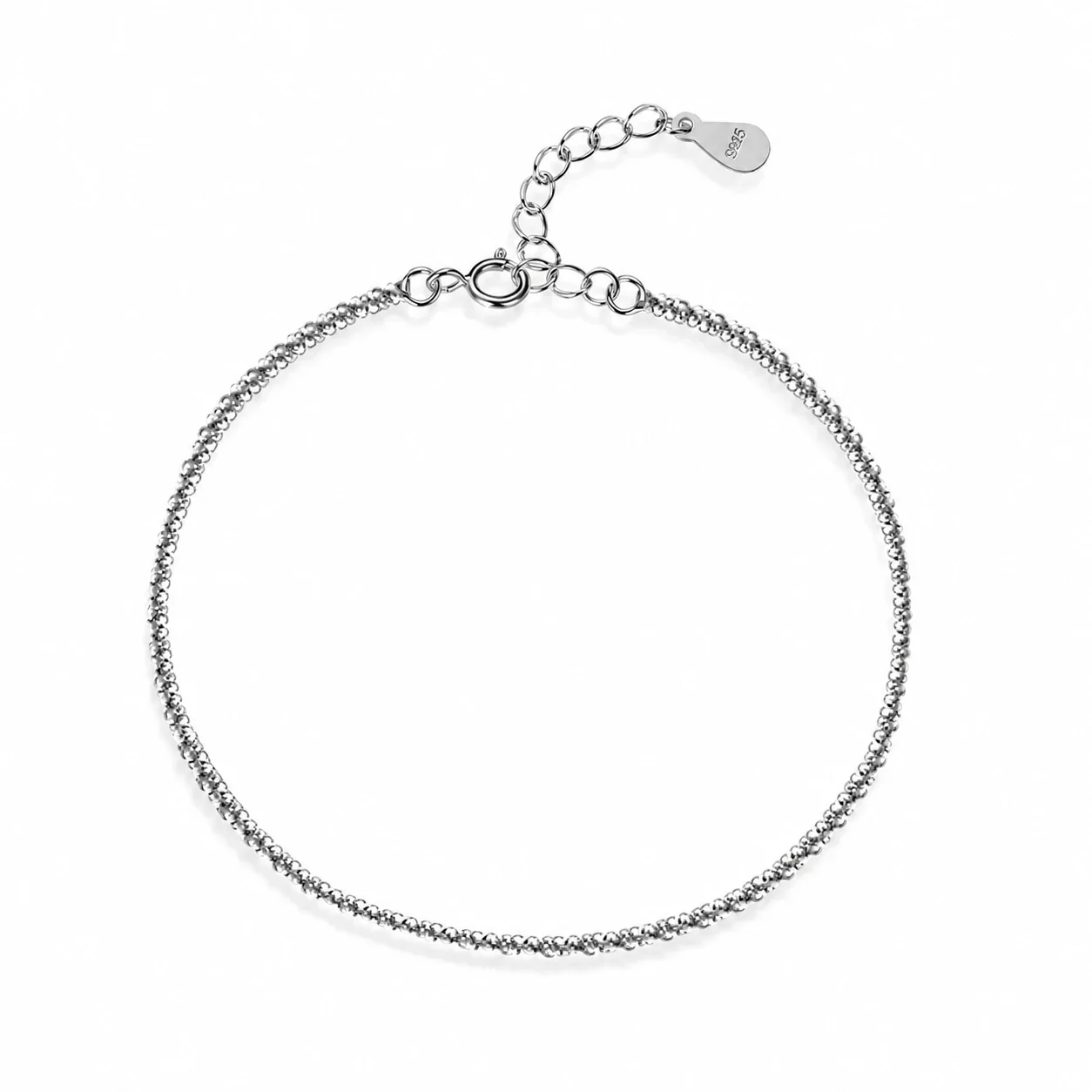 Dainty 925 Sterling Silver Faceted Bead Chain Bracelet
