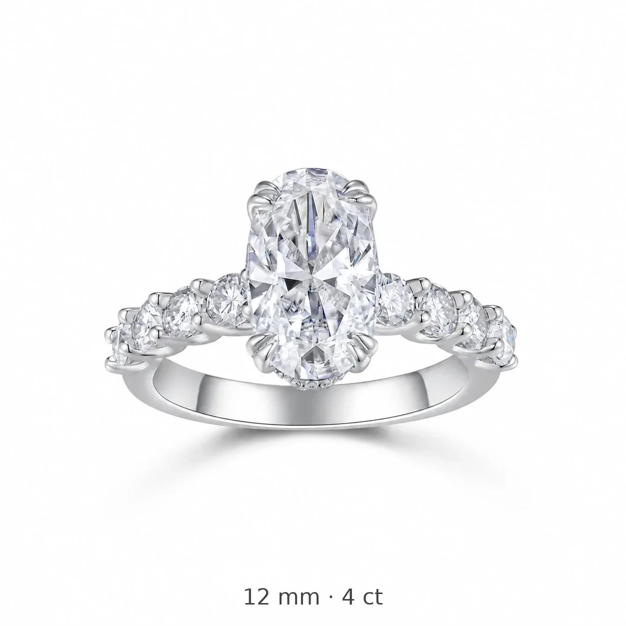 Radiant 925 Sterling Silver Oval Three-Stone Ring - Silver