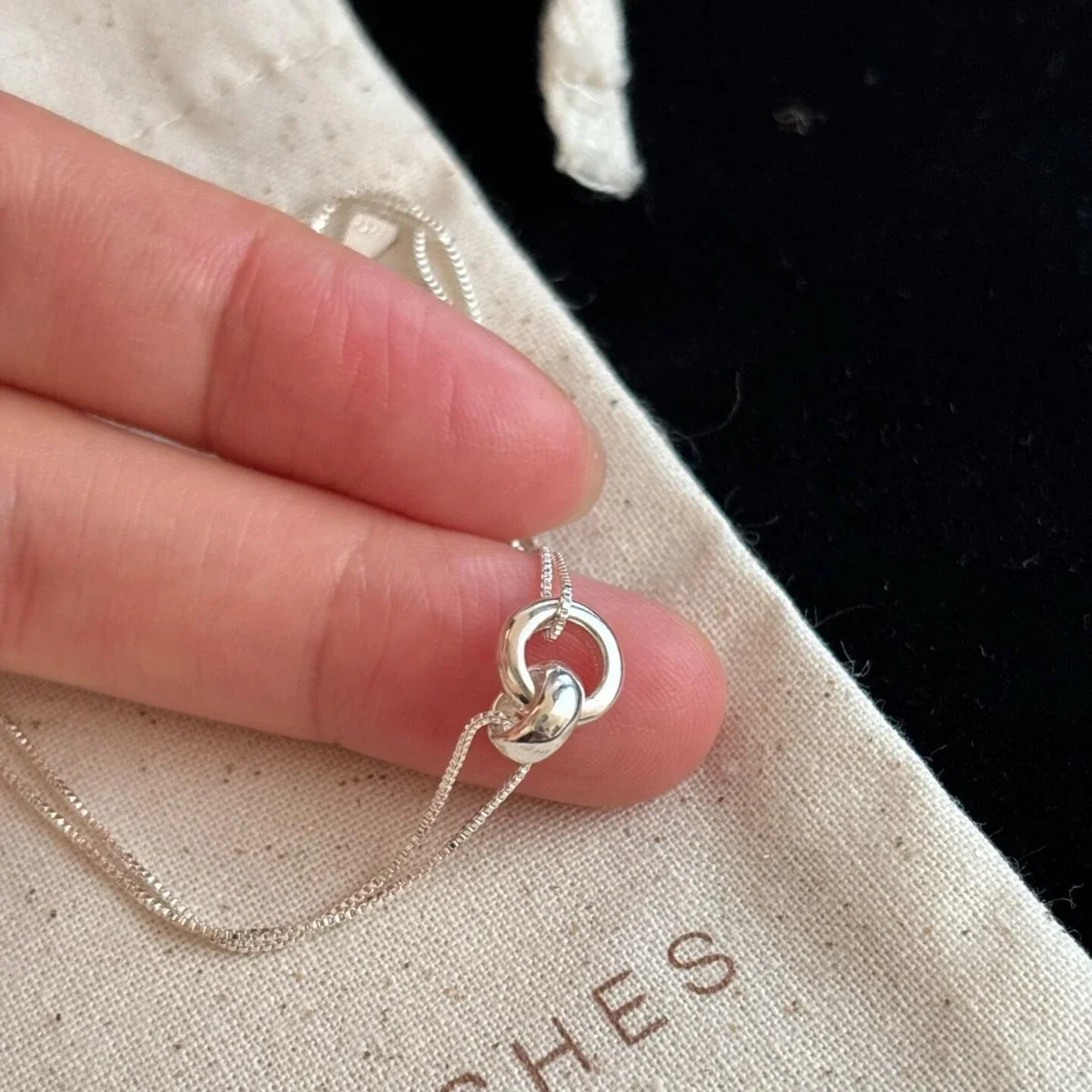 Minimal Interlocking 925 Sterling Silver Double Chain Bracelet