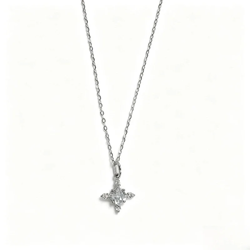 Delicate 925 Sterling Silver Marquise Cross Pendant Necklace