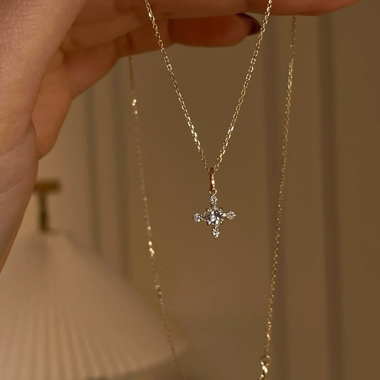 Delicate 925 Sterling Silver Marquise Cross Pendant Necklace