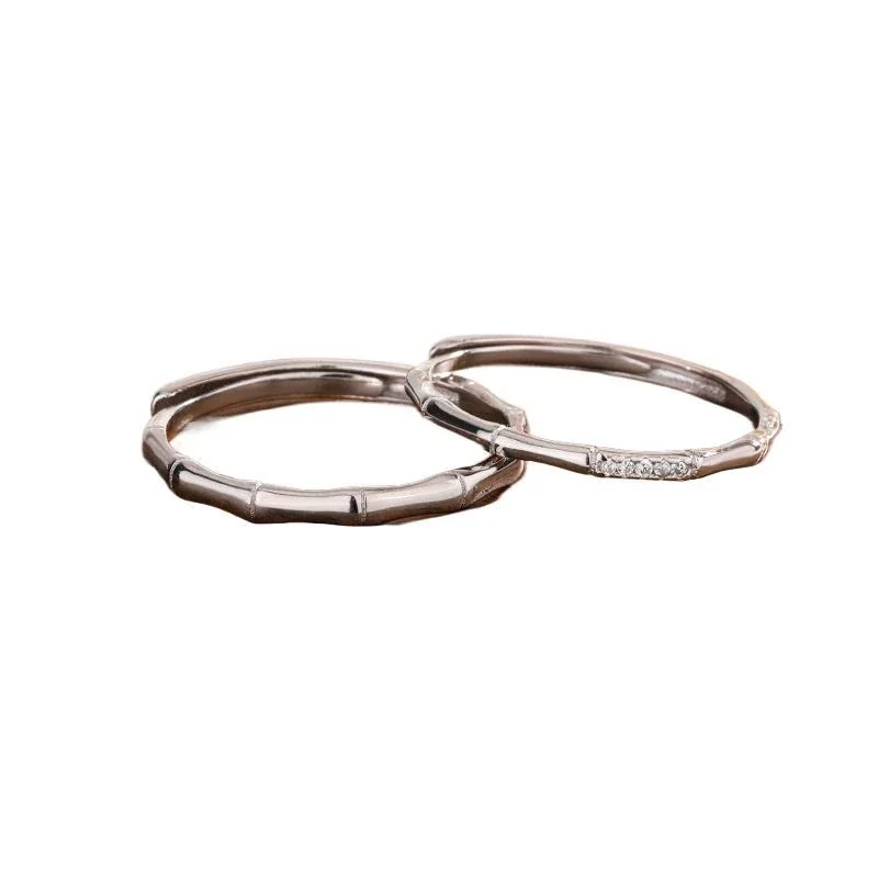 Segmented Bamboo 925 Sterling Silver Open Ring