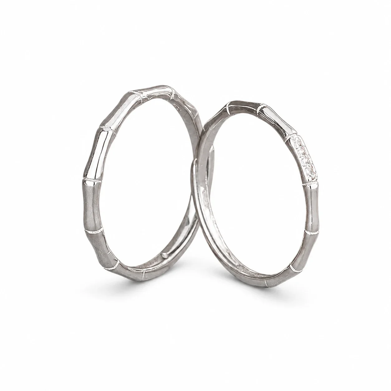 Segmented Bamboo 925 Sterling Silver Open Ring