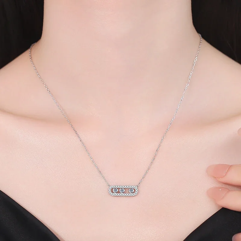 Luminous 925 Sterling Silver Pavé Oval Triple-Bezel Necklace