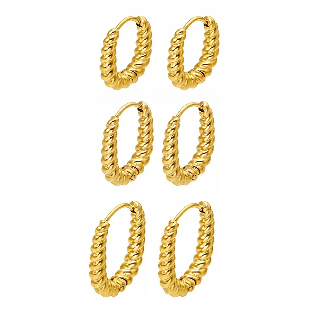 Sculpted Gold-Plated Twisted Rope Oval Hoop Earrings