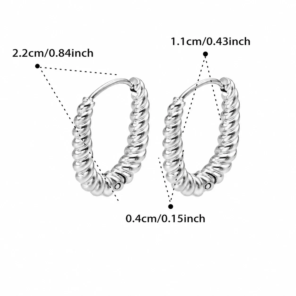 Sculpted Gold-Plated Twisted Rope Oval Hoop Earrings - Silver Large