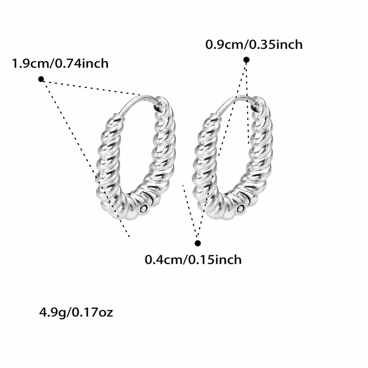 Sculpted Gold-Plated Twisted Rope Oval Hoop Earrings - Silver Medium