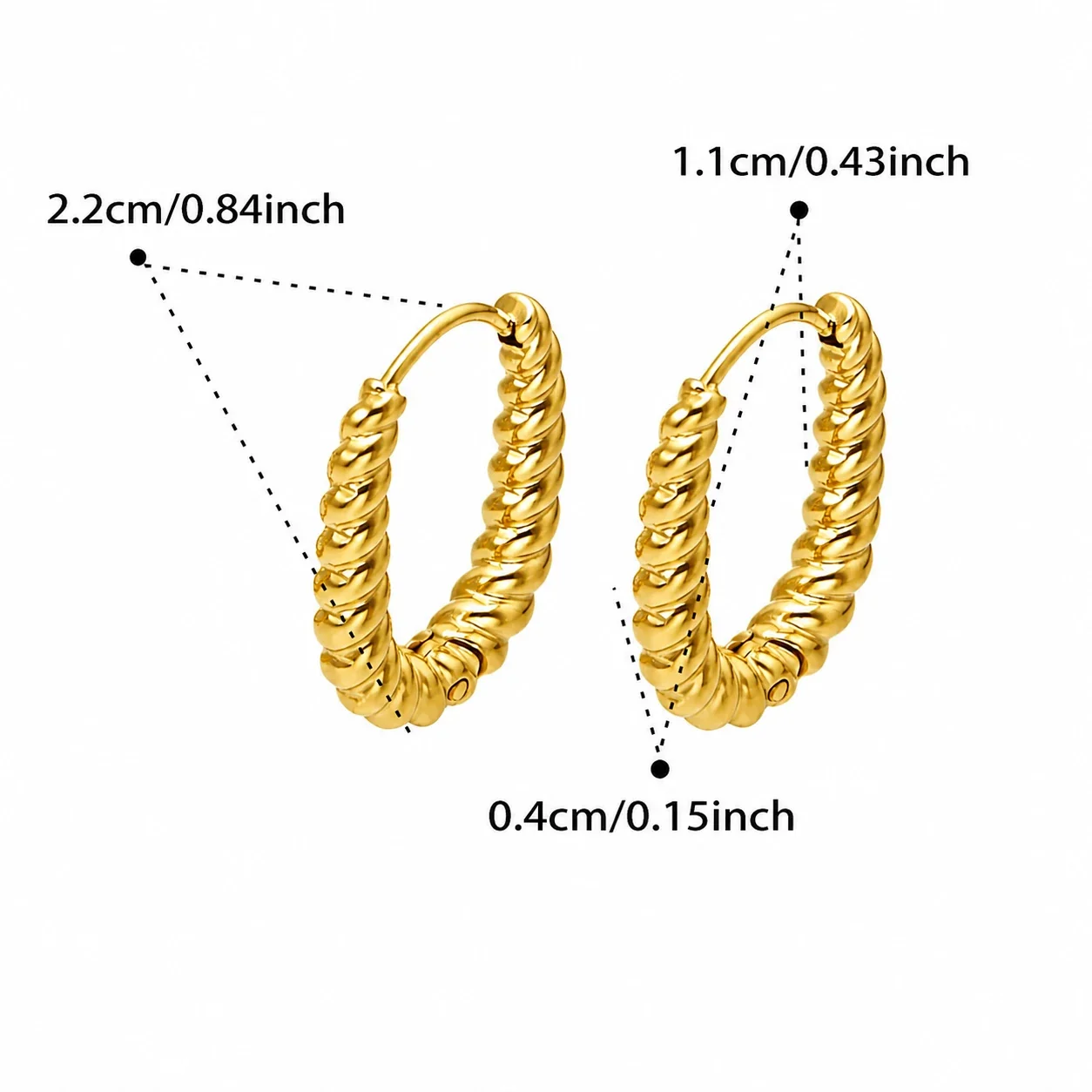 Sculpted Gold-Plated Twisted Rope Oval Hoop Earrings - Gold Large