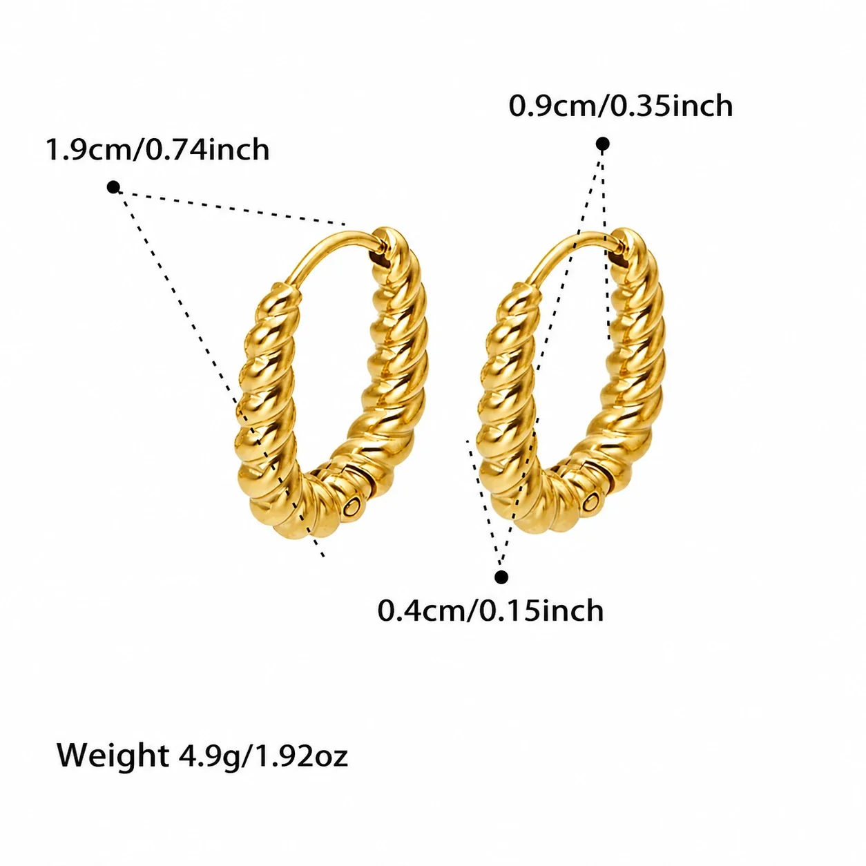 Sculpted Gold-Plated Twisted Rope Oval Hoop Earrings - Gold Medium