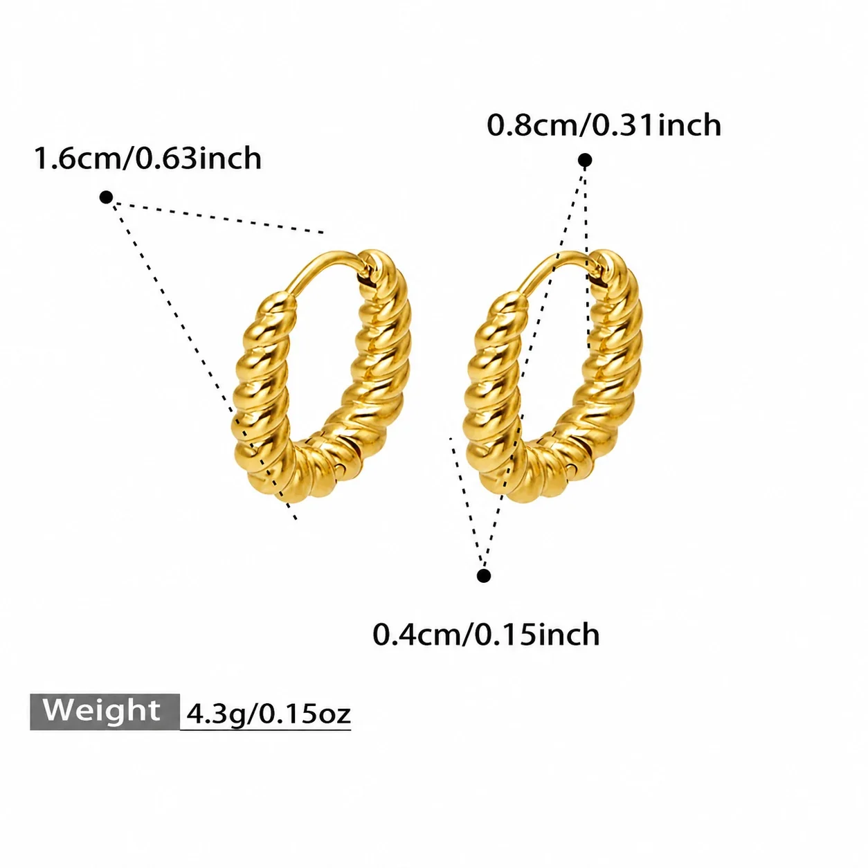 Sculpted Gold-Plated Twisted Rope Oval Hoop Earrings - Gold Small