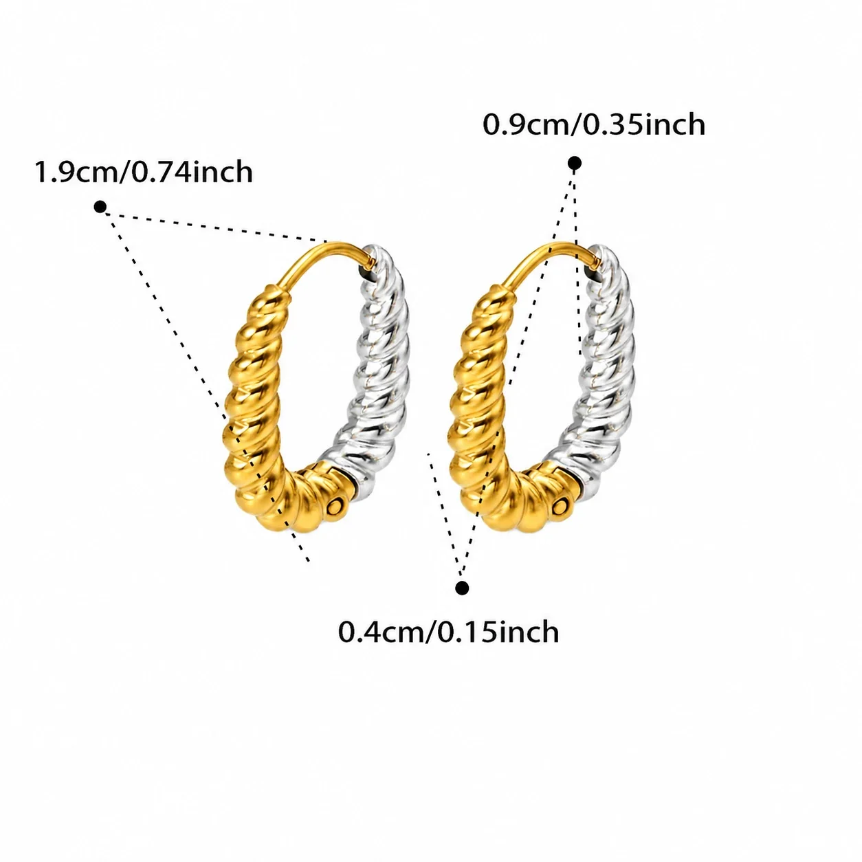 Sculpted Gold-Plated Twisted Rope Oval Hoop Earrings - Two-Tone Medium