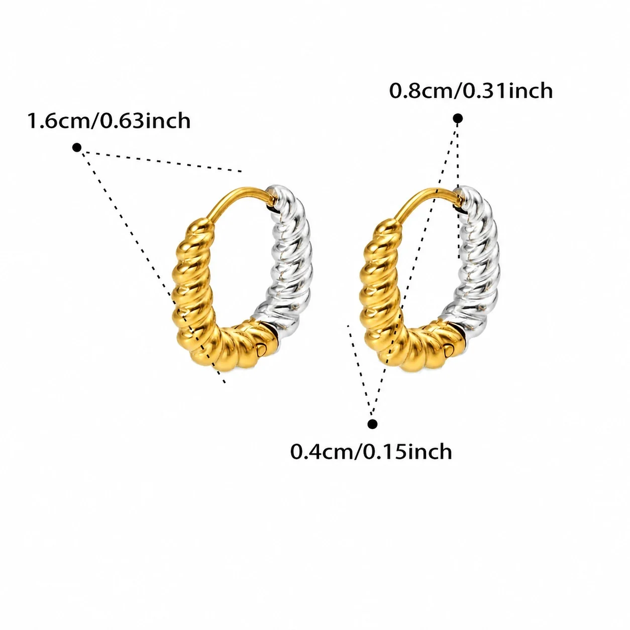 Sculpted Gold-Plated Twisted Rope Oval Hoop Earrings - Two-Tone Small