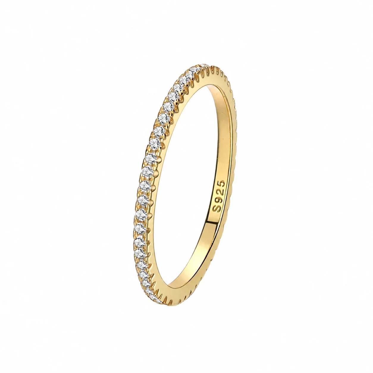 Refined 925 Sterling Silver Round Pavé Band Ring