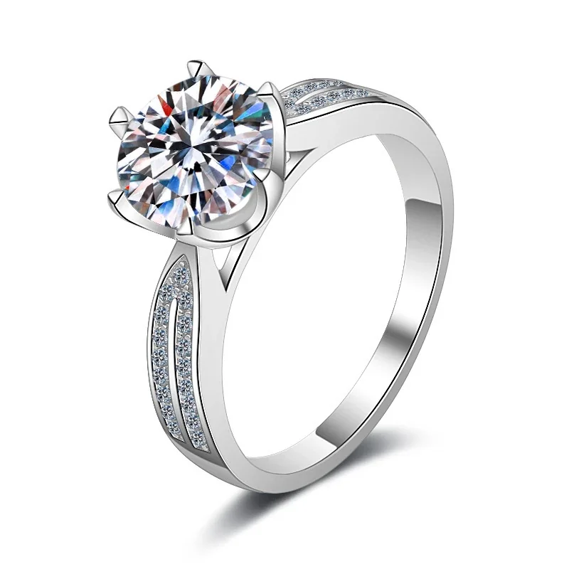 Radiant Round-Cut Crown-Prong 925 Sterling Silver Ring