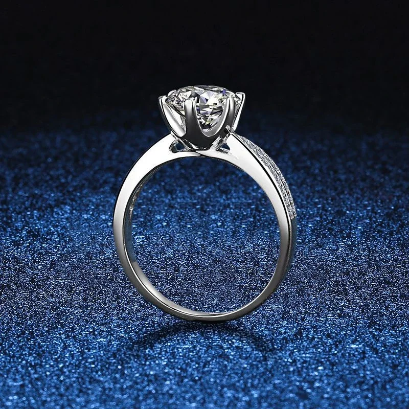 Radiant Round-Cut Crown-Prong 925 Sterling Silver Ring