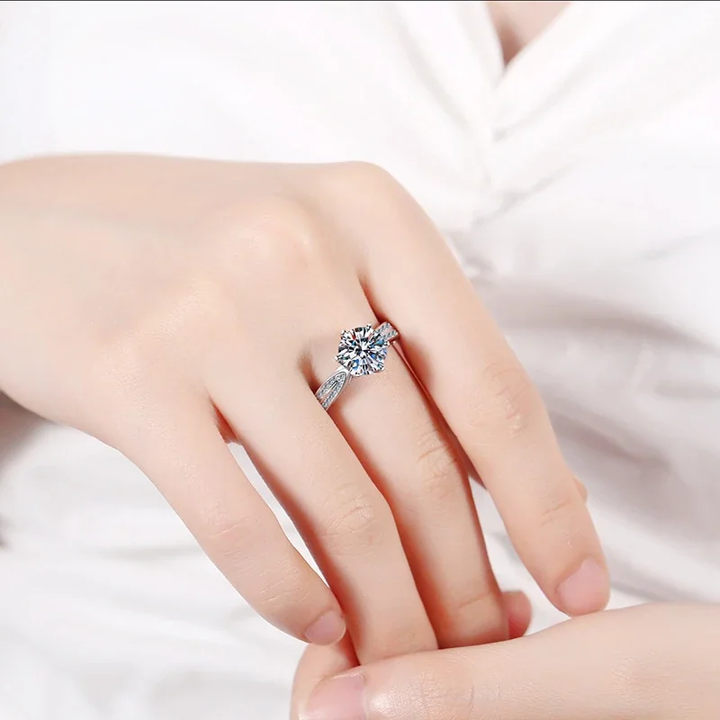 Radiant Round-Cut Crown-Prong 925 Sterling Silver Ring