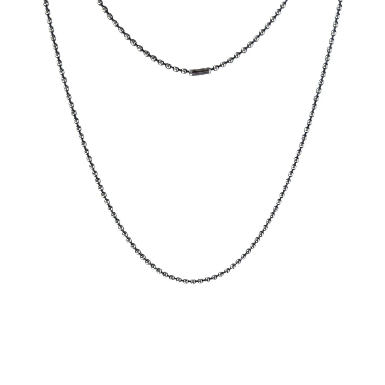 Sleek Polished Bead Chain 925 Sterling Silver Necklace