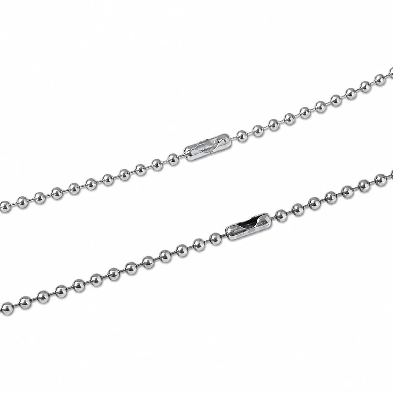Sleek Polished Bead Chain 925 Sterling Silver Necklace