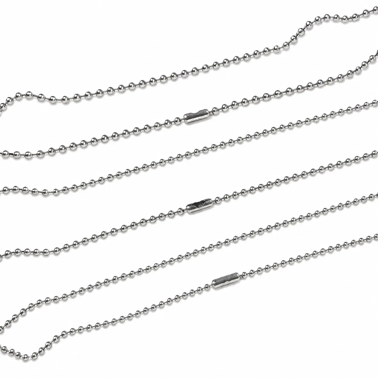 Sleek Polished Bead Chain 925 Sterling Silver Necklace