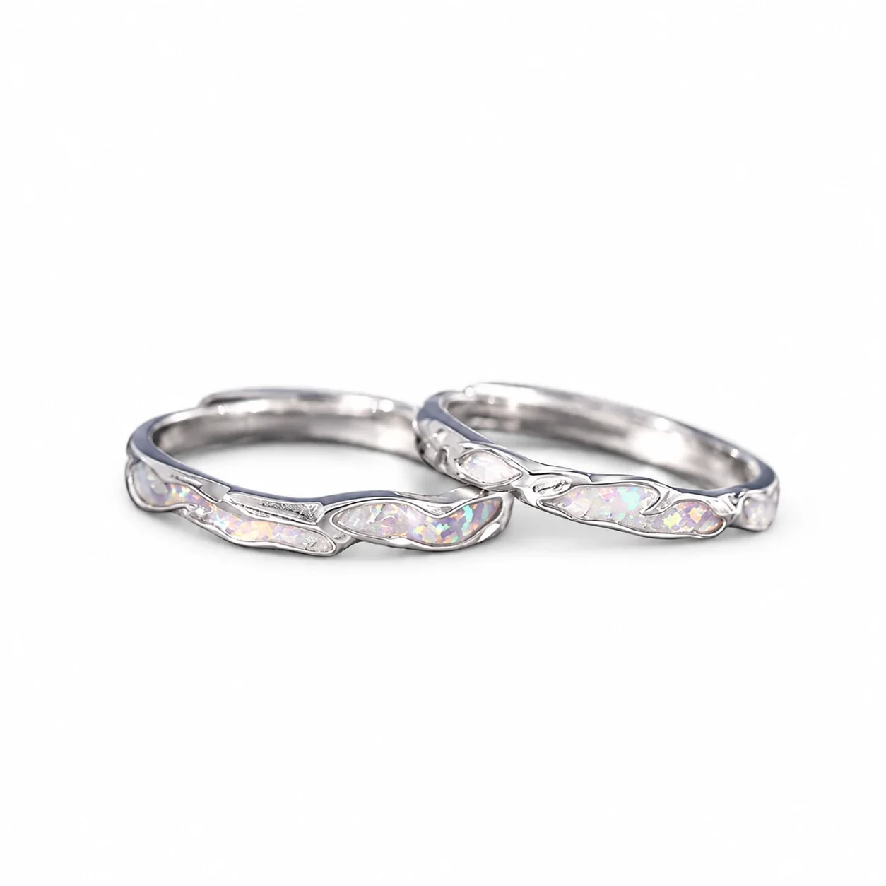 Iridescent Inlay Swirl 925 sterling silver Open Ring