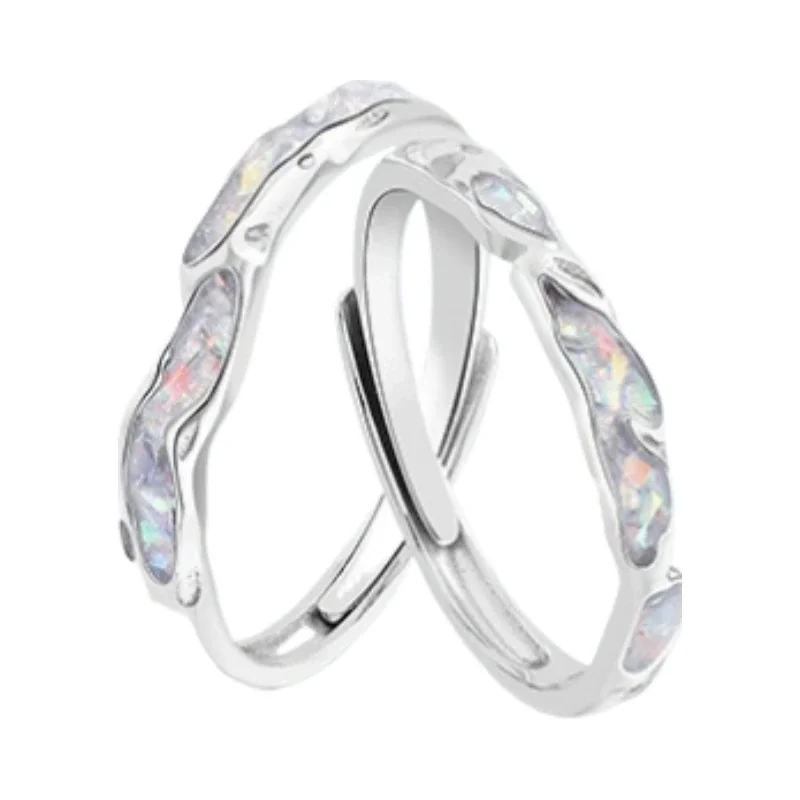 Iridescent Inlay Swirl 925 sterling silver Open Ring